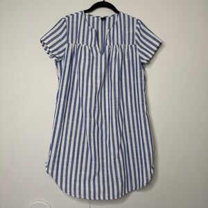 Emory Rose Blue and White Boxy Tunic with Mandarin Collar Size M